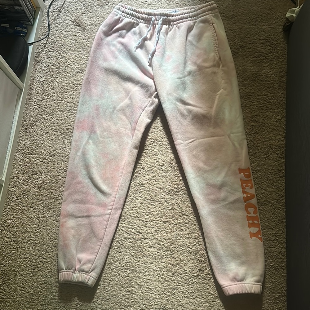 Pink tie-dye streetwear society active sweatpants, size extra large